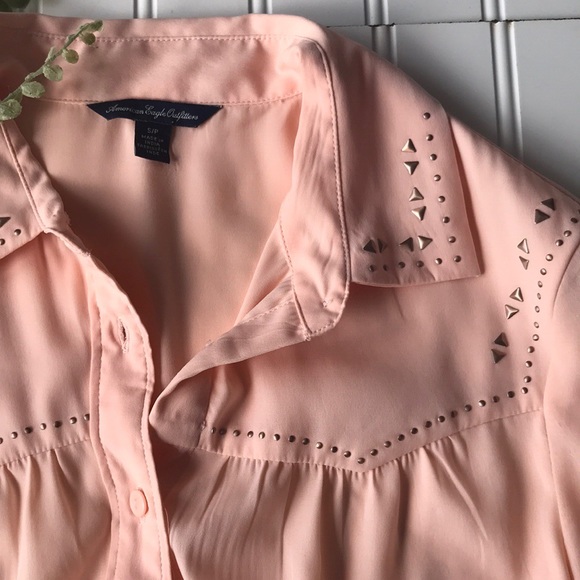 American Eagle pink blouse long sleeve button up - Picture 3 of 8